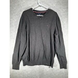 Tommy Hilfiger Sweater Mens XL Gray Knit Crewneck Knit Flag Logo Pullover